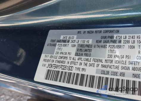 2023 Mazda Cx-5 2.5 S from USA, damaged, VIN JM3KFBAM1P0281800